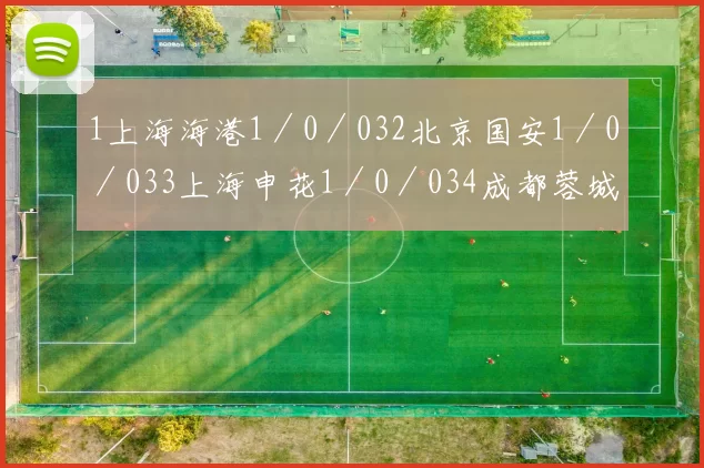 1上海海港1／0／032北京国安1／0／033上海申花1／0／034成都蓉城1／0／035天津津门虎0／1／016青岛西海岸0／1／017青岛海牛0／1／018梅州客家0／1／01